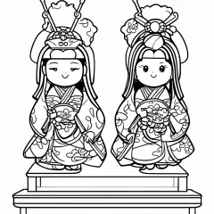 ひな祭りの塗り絵