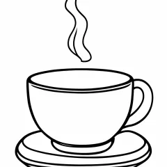 湯呑みとお茶の塗り絵
