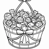ハロウィン・お菓子バスケットの塗り絵