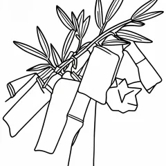 笹飾りの塗り絵（高齢者向け・簡単）