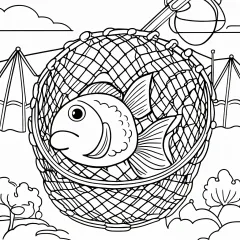 夏休み・金魚すくいの塗り絵